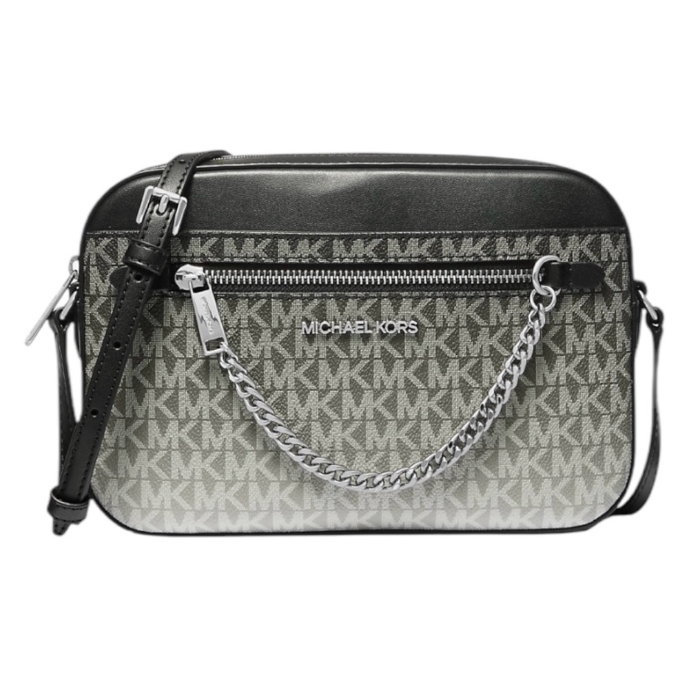Michael Kors NWT Black and Gray Signature Ombré Jet Set Convertible Crossbody